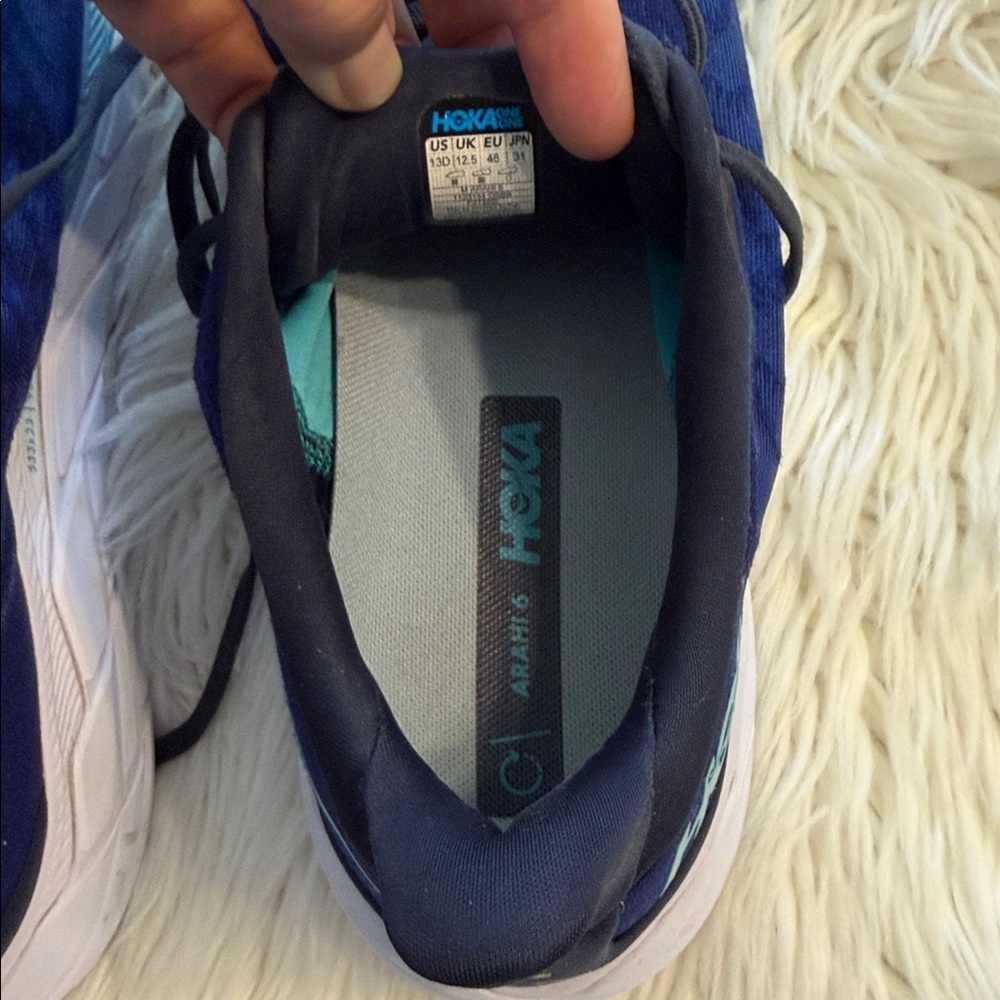Hoka Men's Blue and White Athletic Shoes size 13D very good condition see photos - Picture 11 of 12